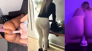 Natural babe brunette with sexy black lingerie masturbates