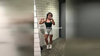 TikTok Live Gloryhole Fail: 18yo Swallows Random Cocks in Gym Bathroom