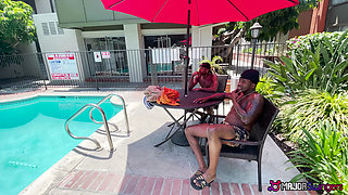 Sexy Swinger Ireland Rose Gets Picked up at the Pool & Fucked by Two Black Cocks