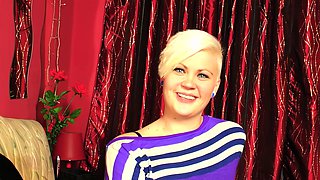 Short-haired German blonde does her first sex casting