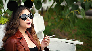 Sensual Russian Angel Smoking Cigarette in Sunlight