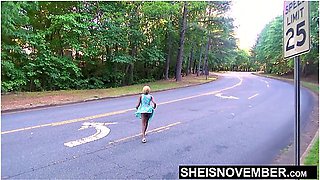 Girlfriend arouses attention with public indecent exposure, flashing her cute bare ass