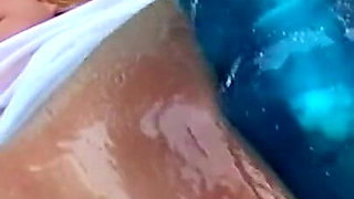 Blonde Poolside Footjob and Wet Tease