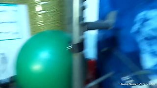 Chubby amateur slut gets creampied in the gym