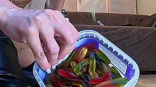 Extreme Pighole Anal Whore Asshole Feeding with Gummies