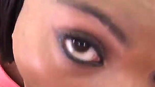 Sweet teen ebony Nichole Ford POV blowjob cum swallow