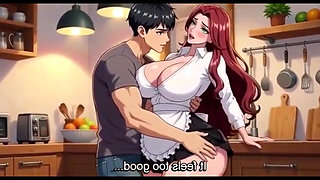Stepmom teach stepson a special recipy in sexy style in kitchen