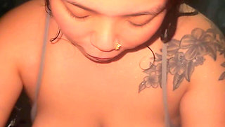 Asian Babe Giving Good Head in Pool Sloppy Blowjob