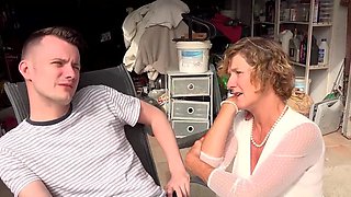 Blonde GILF takes good care of the pale fellow