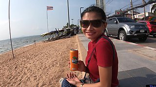 Thai babe massages and pleases with her tiny titties