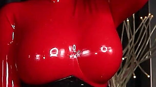 Cristal Kinky Red Rubber Doll Milkingtable Blowjob and Handjob
