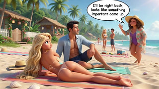 Married Blonde's Beach Tease Becomes Wild House Game with Husband and Young Men
