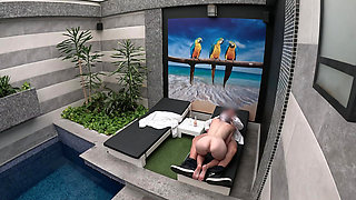 I undress in front of the hotel waiter, he agrees to eat my tight pussy and I give him a blowjob until he cums in my mouth