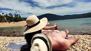 Naughty couple fucked on a public nude beach