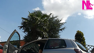 Revving My Car in Pink Flowered Flip Flops