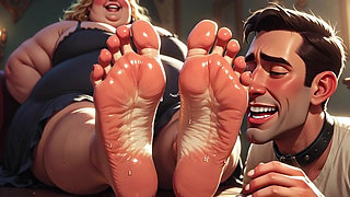 Submissive Men Licking Sweaty Feet of Fat SSBBW - Compilation