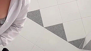 Vip Service. the Nurse Took a Semen Sample From a Client with Her Tongue