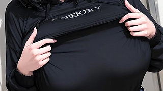 Black hair short beauty huge breasts temptation