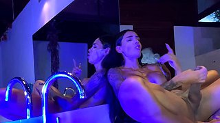 Solo ladyboy masturbation