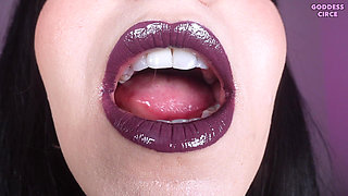 Wanker, Inhale My Divine Smoke - Close-up of My Mouth and Dark Purple Lipstick
