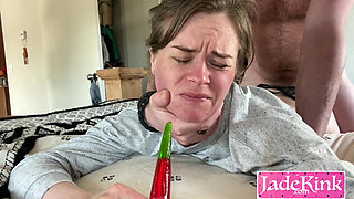 Submissive slut total domination - Candy in mouth, dick from behind