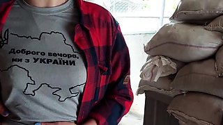 Kinky petite girl plays with her nipples outdoors.