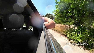 Hitchhiker Pissing 3 Time Out of Window of a Car in Motion