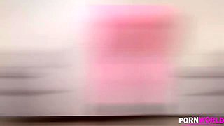 Pink Pantyhose Beauty - She Loves Playing With Her Shaved Pussy