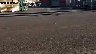 Granny Walking Outside in Black Leggins