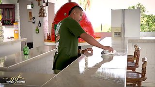 A Horny Milf Sucks Off A Young Hotel Waiter In Exchange For A Drink - Monique Fuentes