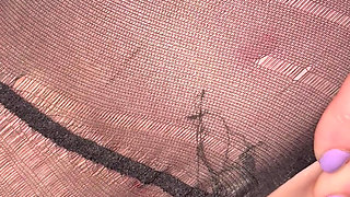 Teasing her arsehole close up with my dick