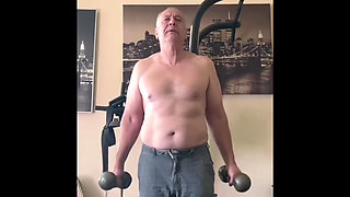 Fit Old Man Masturbating After Workout