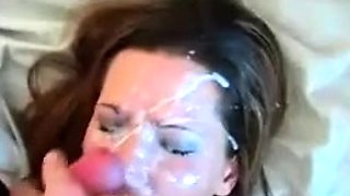 European blonde facialized after blowjob in this pov video