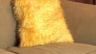 Blonde Mature Housewife Heidi Touches Her Shaved Pussy on the Couch