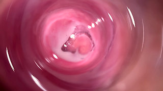 Camera deep inside Mia's tiny creamy vagina