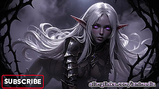 Black Gothic Dark Elf - Pale Hair Beauty Squeezing & Posing Explicitly