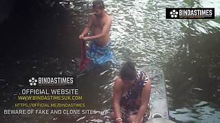Big Milf Dhoban fucks in the outdoor pool and play with mud