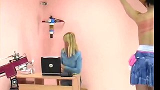 Lesbian BDSM: Petra Mischelle Spanking Machine Whipping