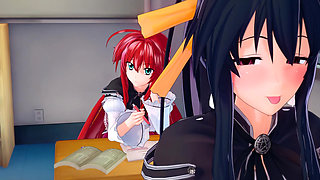 Rias watch Akeno Fucking and Xenovia & Koneko Lesbian Sex - DXD NTR Madness Series