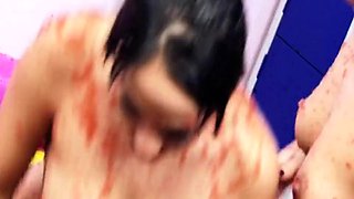 Brunette Romana Ryder And Tammie Lee With Massive Tits Grind And Fuck Each Other Hard In A Jelly Pool
