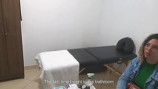 Real doctor examines the patient's anus and breasts.