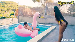 Pool outdoor fuck with cute Latina Andreina De Luxe and my huge cock