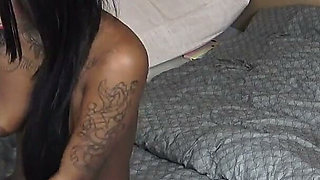 Ebony babe Estrella presents torn nylons. She tear up different fishnet stockings and nylons and shows into the cam