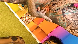 Tattoo Lesbians Hard Fuck with Strap-on - Squirting and Piss