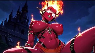 Fire element demon sexy pose Ai animation