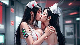 Kiss Video, Cute Nurse Women Kissing Together