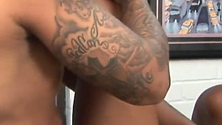 Naughty ebony babe takes a big black cock