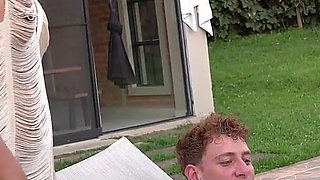 Stepmom Finds Her Stepson Masturbating in the Pool and Volunteers