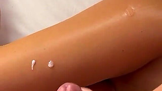 Secretary Teasing Her Boss Ends with Foojob & Cum on Pantyhose Legs