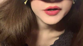 Russian long-legged slut in high heels and stockings seduces with dance and vulgar tongue